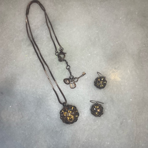 Fossil Necklace and Earrings Set B1417 - Picture 2 of 3